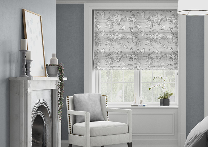 Maps, Grey - Roman Blind - Image 3